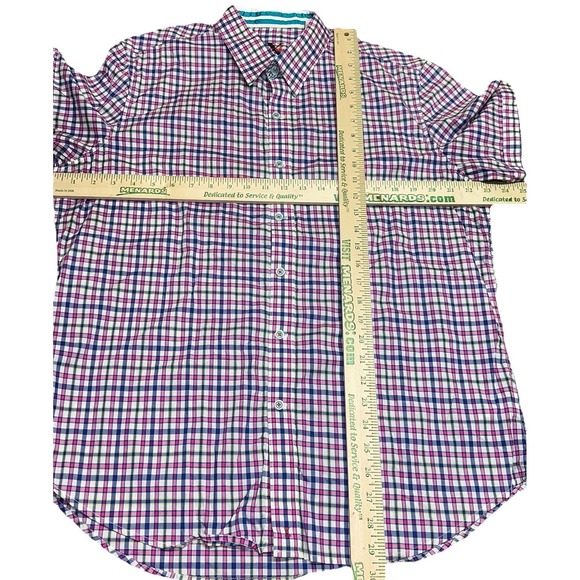 Robert Graham Pink White Gingham Short Sleeve Button Shirt Tailored Fit Men's XL - Picture 10 of 10